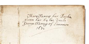 Female Provenance: Mary Kemeys (1652-1708) William Cartwrights (1611-1643) Comedies, Tragi-Comedies, with other Poems.